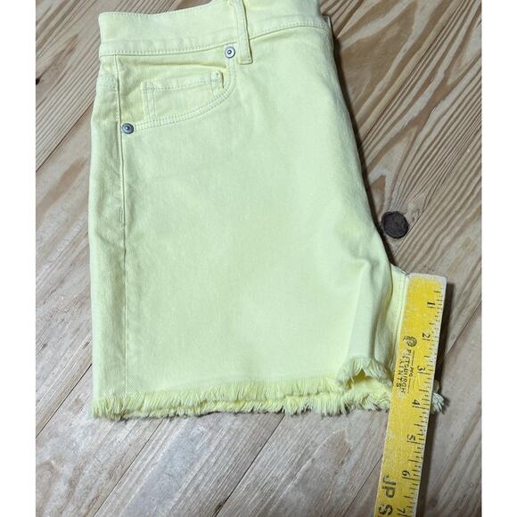 LOFT The Cut Off Short Yellow Denim High Rise 4" Inseam Cotton Stretch NWT Sz 27 - Picture 8 of 8